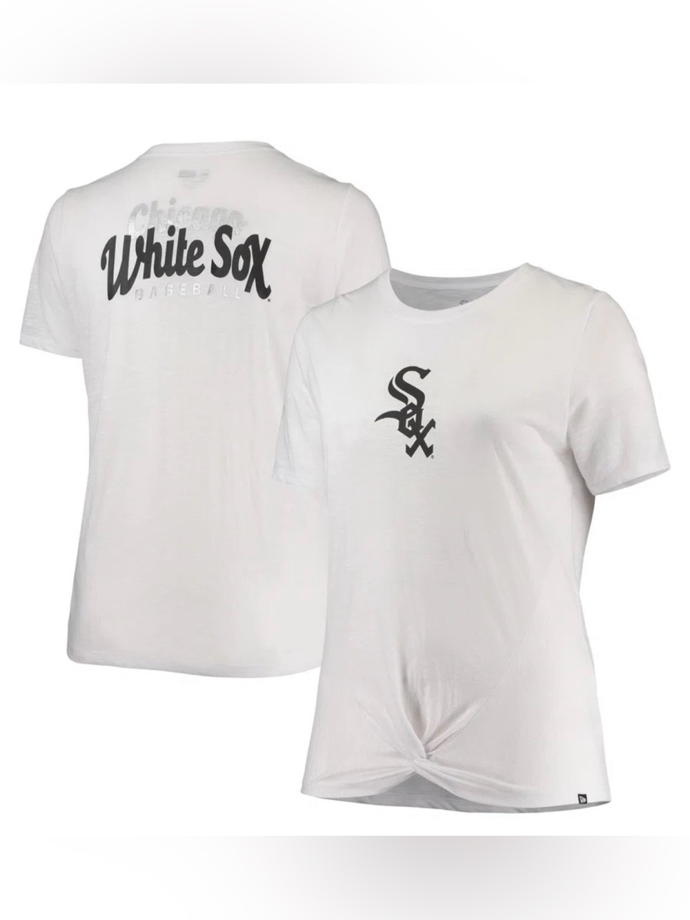 Chicago White Sox New Era Women's Plus Size 2-Hit Front Knot T-Shirt NWT